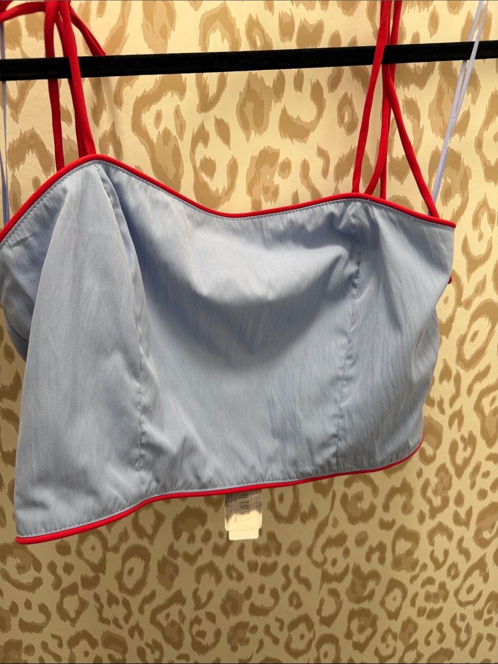 NWT Day + Moon Light Blue & Red Piping Cami Crop Top